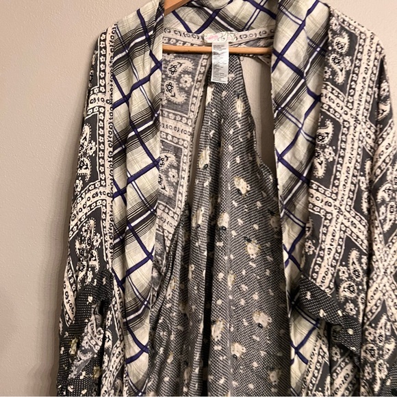 FREE PEOPLE American Pie Kimono One Size. Boho Americana Little Bird Mixed Print - Picture 5 of 6